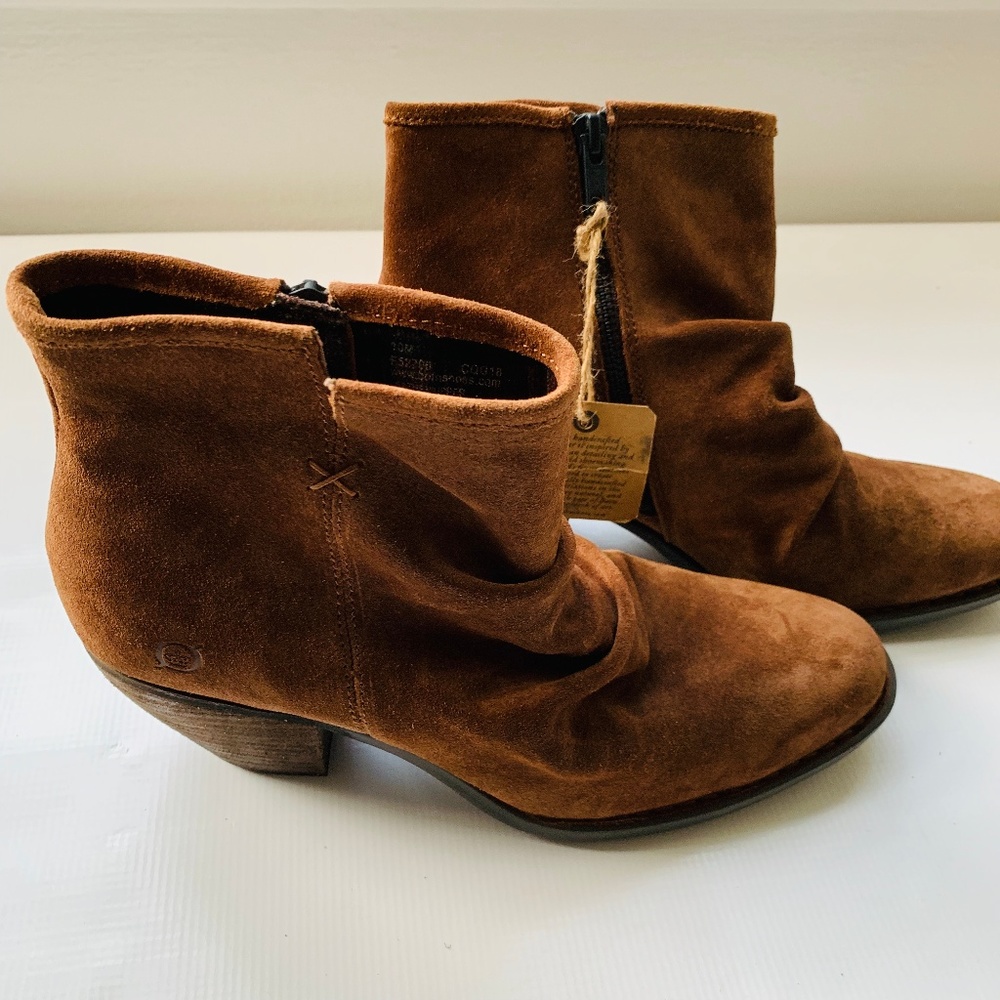 NWT! BORN Brown Suede Aire Slouch Ankle Boots 10.